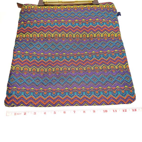 Duro Olowu Rare Beaded Geometric Clutch Wooden Handle Luxury Designer Bag - Picture 8 of 10